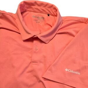 Columbia Golf‎ Mens Polo XL Shirt Sunset Red Omni Drive Athletic Training Casual